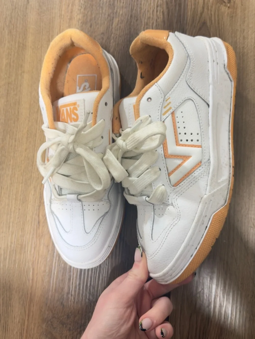 Vans White and Orange Women's Sneakers - Picture 2 of 6